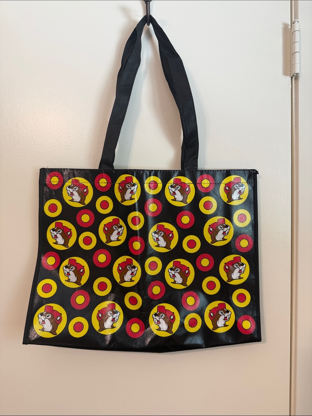 Buc-ees Black Reusable Tote with Red & Yellow Logo Circles